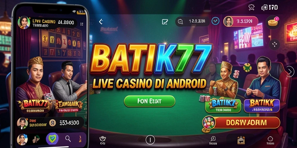 Screenshot utama BATIK77 menampilkan dealer live dalam permainan kasino.