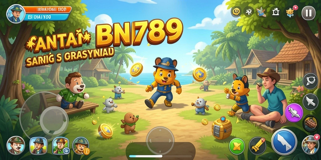 Tangkapan layar BNI789 menampilkan karakter lucu dan gameplay yang seru.