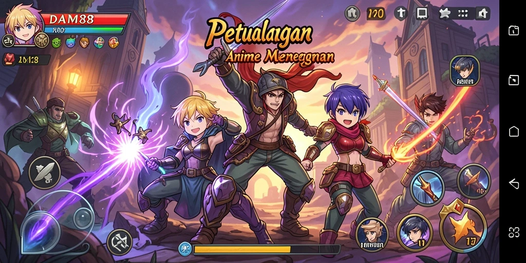 Tampilan gameplay menyerupai dunia Anime yang memikat.