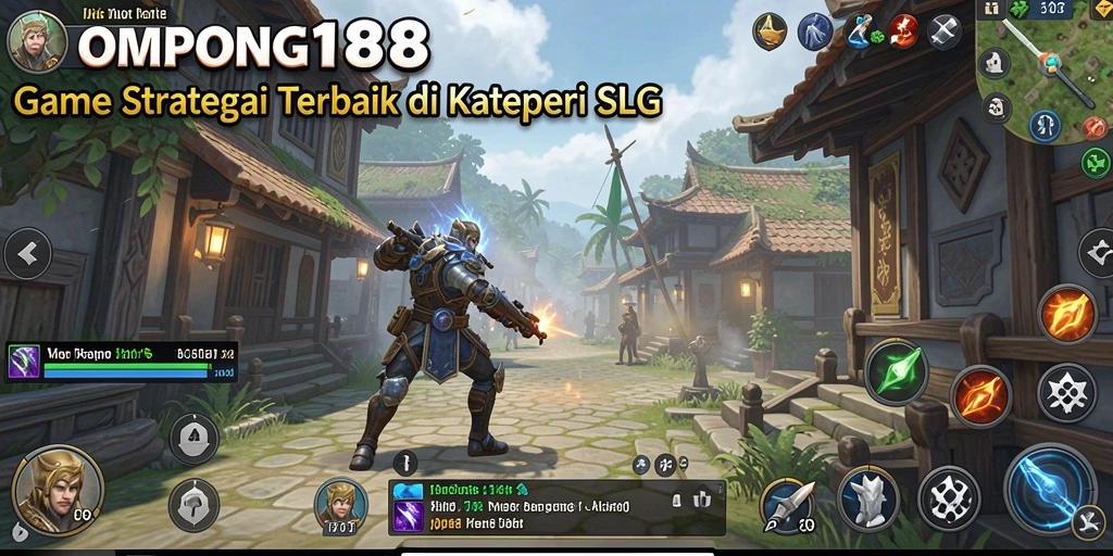 Tangkapan layar gameplay OMPONG188 yang menunjukkan pertempuran strategi SLG.
