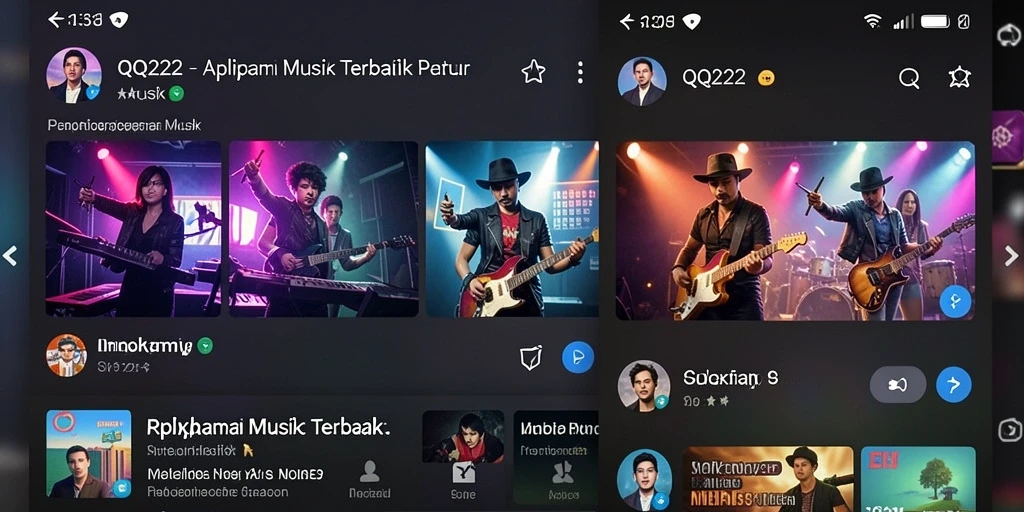 Screenshot utama dari gameplay QQ222 menampilkan pengguna yang menikmati lagu favoritnya.