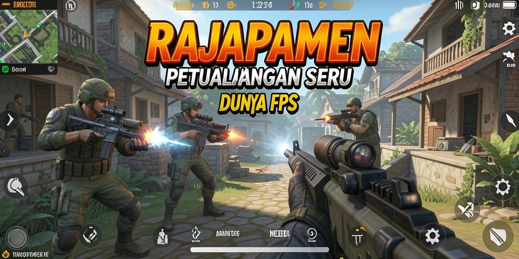 Screenshot gameplay RAJAPAMEN yang menampilkan aksi tembak-menembak yang intens.